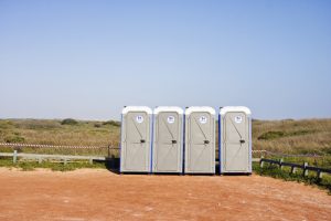 row of porta potty outdoor